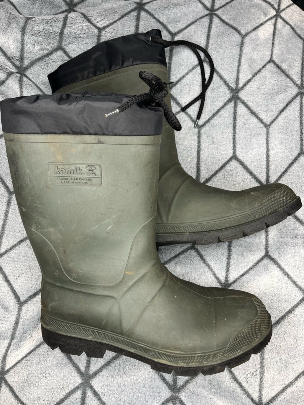 Kamik Men's Olive Green Black Forester Waterproof Winter Rain Boots